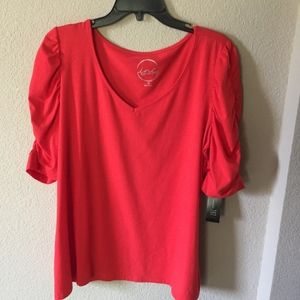 INC International Concepts Red T-Shirt 1X